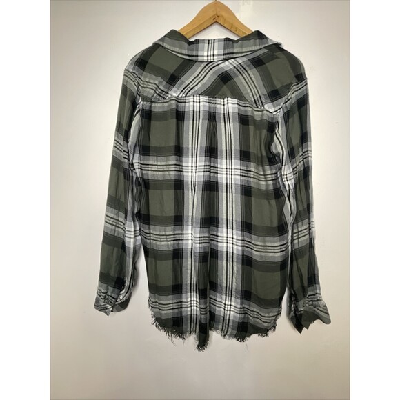 Cloth & Stone Womens Plaid Long Sleeve Raw Hem Collared Button Up Shirt SZ Small - Picture 10 of 10